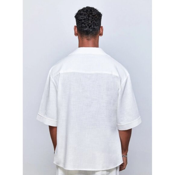 Dear Deer White Linen Double Breasted Jacket Wrap Front Side Tie Medium NWT - Picture 2 of 7